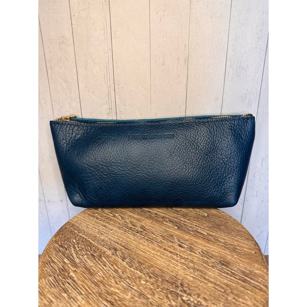 Portland Leather CASPIAN Utility Bag FAST SHIP Leather Makeup Bag Clutch NEW